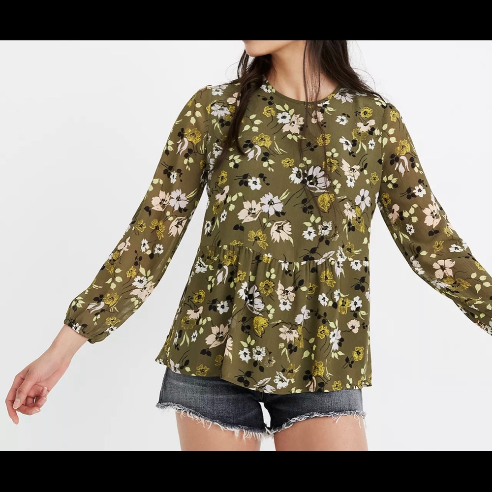 Madewell Georgette Peplum Top in Wild Blooms